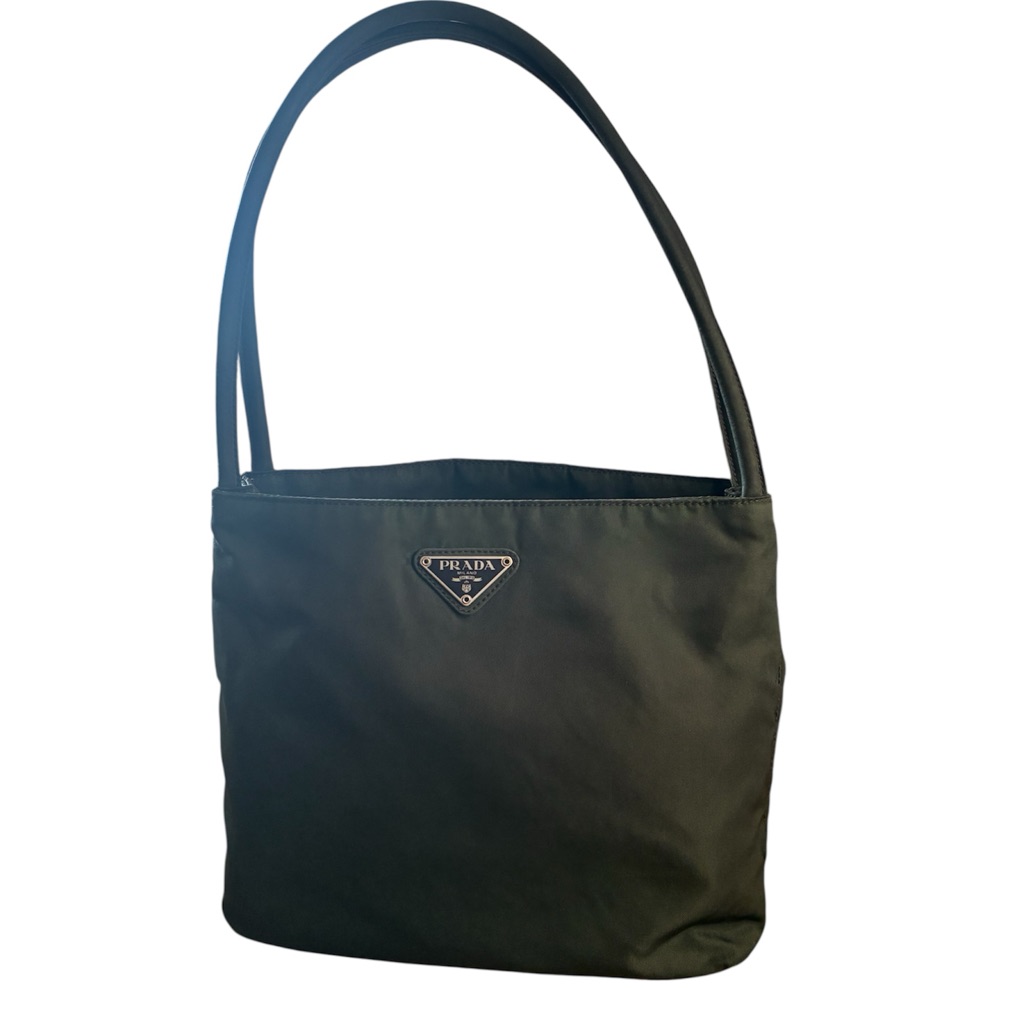 Prada Tessuto Dark Green Shoulder Bag With Coa